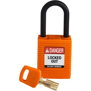 Kłódka Brady SafeKey nylonowa szekla 38mm pomarańczowy, 1szt. (150230) KD 