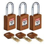 Kłódka Brady SafeKey stalowa szekla 38mm brązowy, 3szt. (150228) jednakowe klucze