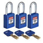 Kłódka Brady SafeKey stalowa szekla 38mm niebieski, 3szt. (150317) jednakowe klucze