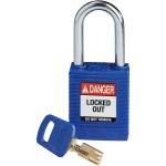 Kłódka Brady SafeKey stalowa szekla 38mm niebieski, 1szt. (150251) różne klucze 