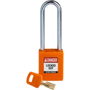 Kłódka Brady SafeKey stalowa szekla 76mm pomarańczowy, 1szt. (150248) różne klucze 