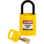 Kłódka SafeKey Nylon Compact Brady, szekla polimerowa 25,40mm żółty 1szt. (150181)  różne klucze 