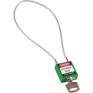 Tradycyjna kłódka nylonowa Brady z linką 40cm zielony (146127) 1szt. różne klucze