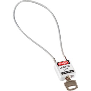 Tradycyjna kłódka nylonowa Brady z linką 40cm biały (195945) 1szt. różne klucze